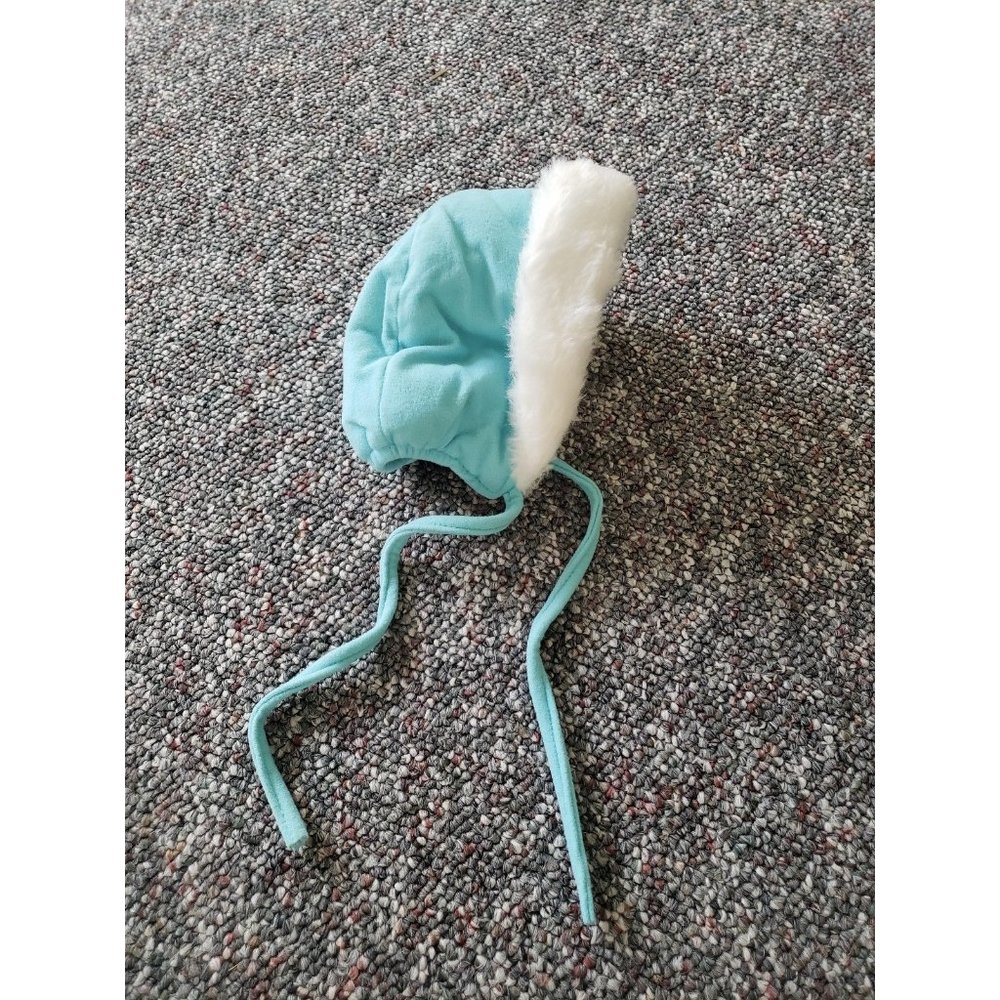 60s Blue Winter Baby Hat with Faux Fur